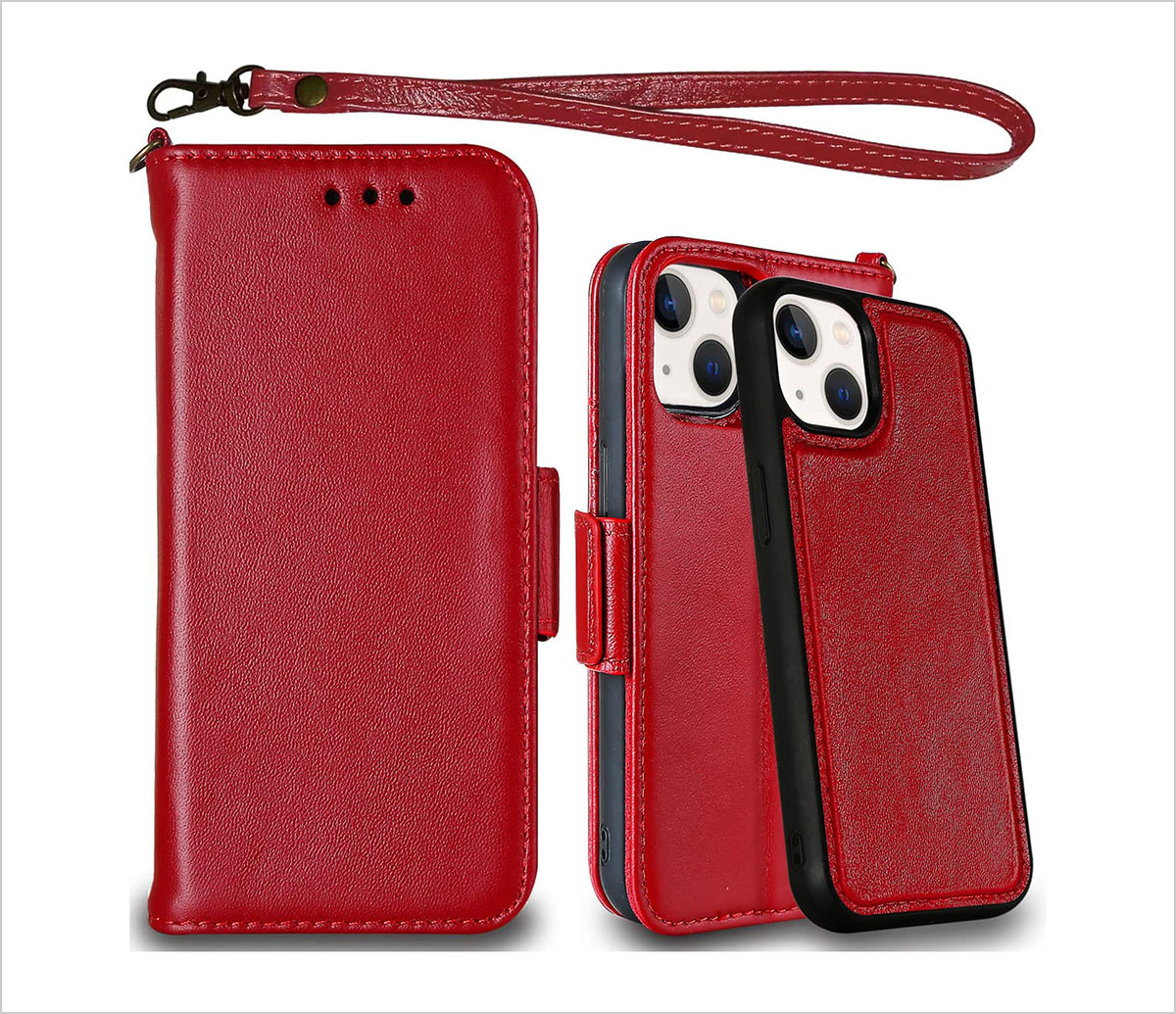  MEFON Genuine Leather Wallet Case for iPhone 13 Pro