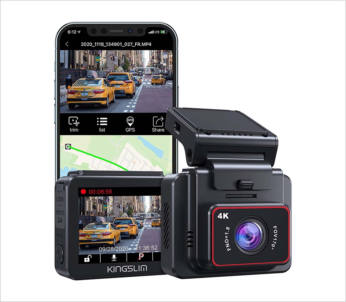 Vantrue X4S 4K 5G WiFi Dash Cam, 4K Front Wireless Dash Camera, 24/7 P