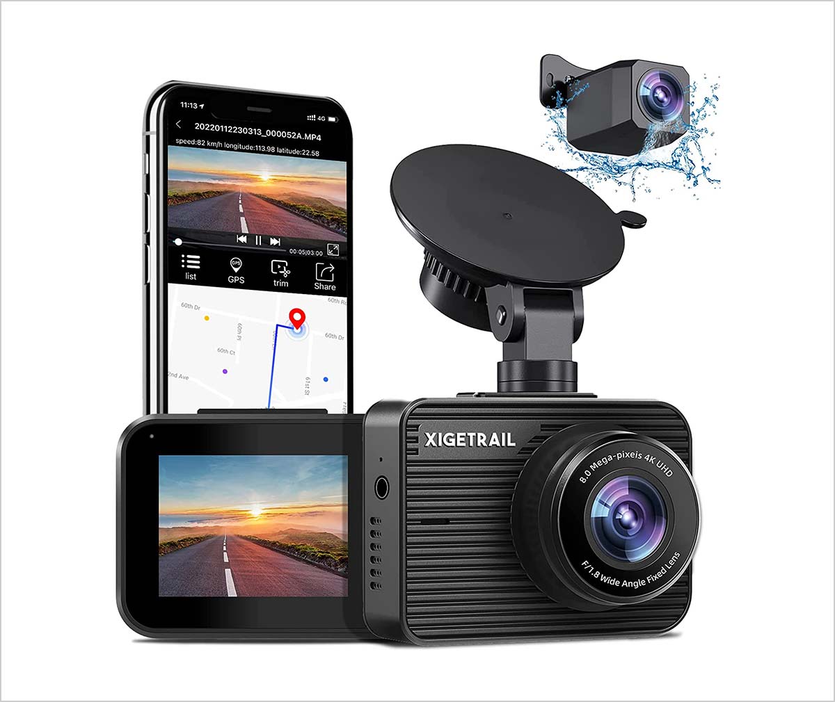 Redtiger F7N Dash Cam 4K with WiFi GPS Front 4K/2.5K and Rear 1080p Dual Dash Camera for Cars,3.16 inch Display Dashcam,170 Wide Angle Dashboard