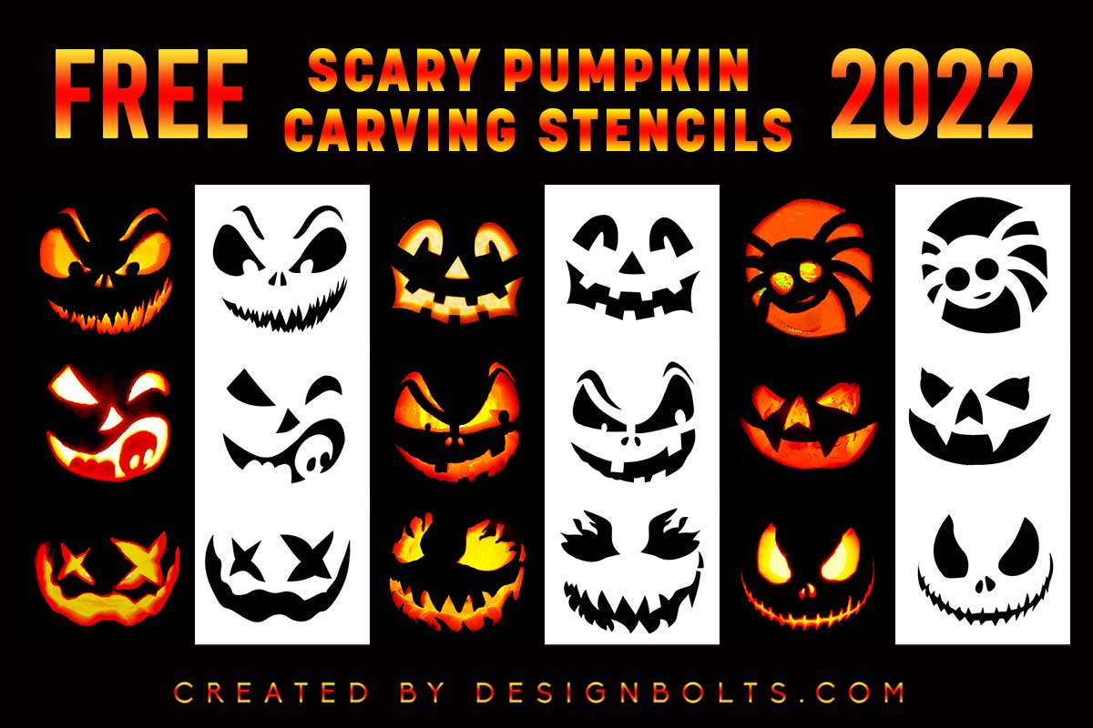 10 Free Scary Halloween Pumpkin Carving Stencils & Patterns 2022 - Designbolts