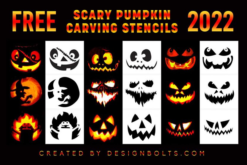 10 Free Scary Halloween Pumpkin Carving Stencils & Templates 2022 ...