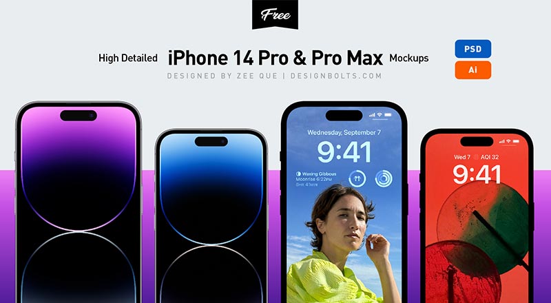 Free Iphone 14 Pro Pro Max Psd Vector Ai Mockups Designbolts