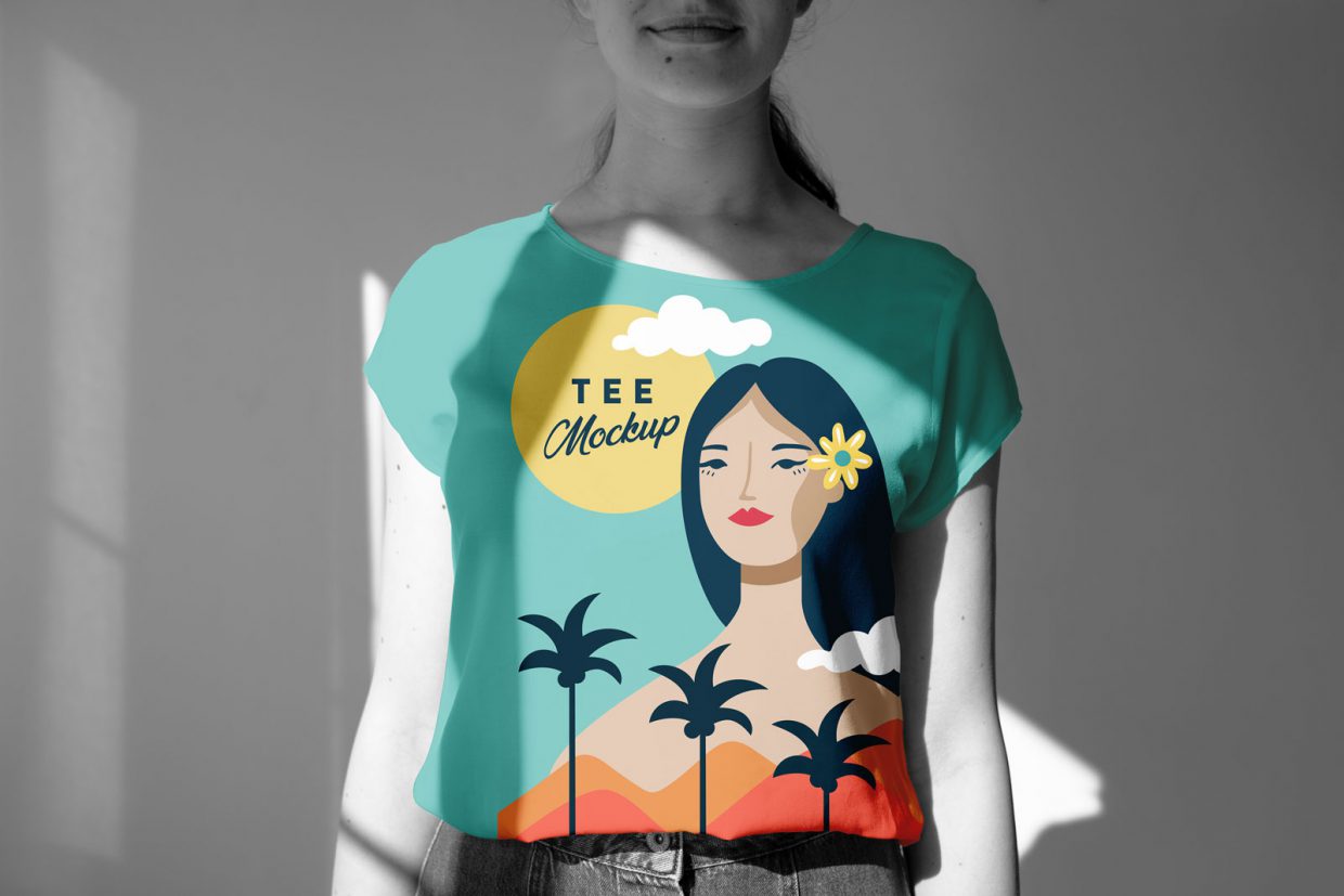 Free Loose Fit Women's TShirt Mockup PSD Designbolts