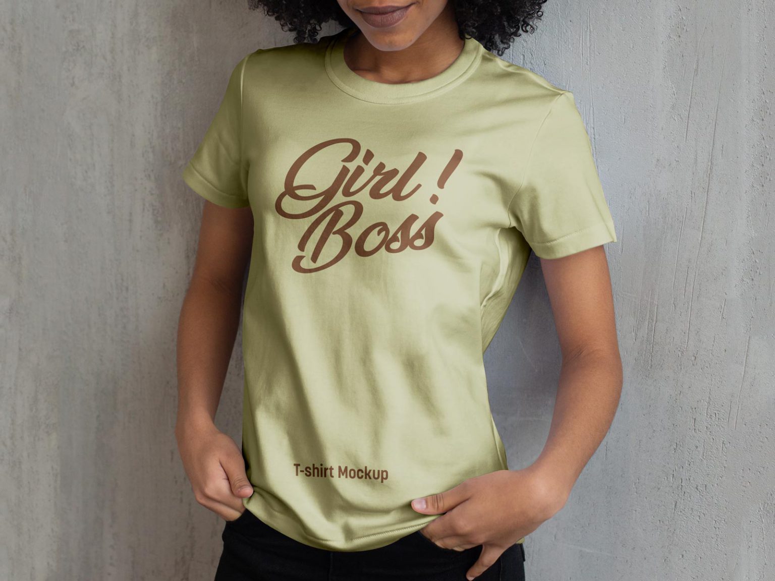 Free Black Woman TShirt Mockup PSD Designbolts