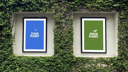 Free Green Wall Twin Posters Mockup PSD