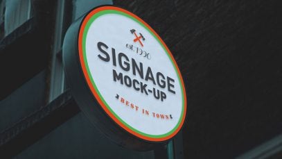 Free Round Signboard Mockup PSD