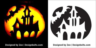 10 Simple Scary Halloween Pumpkin Carving Templates 2023 Designbolts 5 HAUNTED HOUSE Scary Halloween Pumpkin Carving Template 2023 407x204