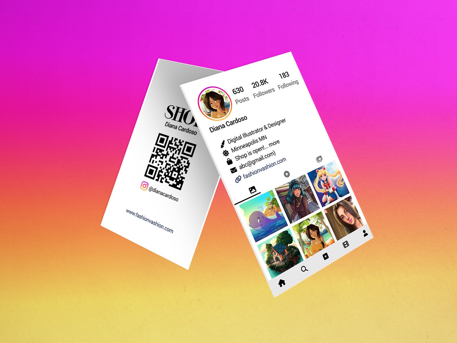 Free Instagram Business Card PSD Template