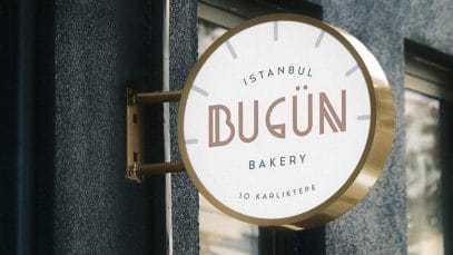 Free Bakery Shop Round Sign Board Mockup PSD (1)