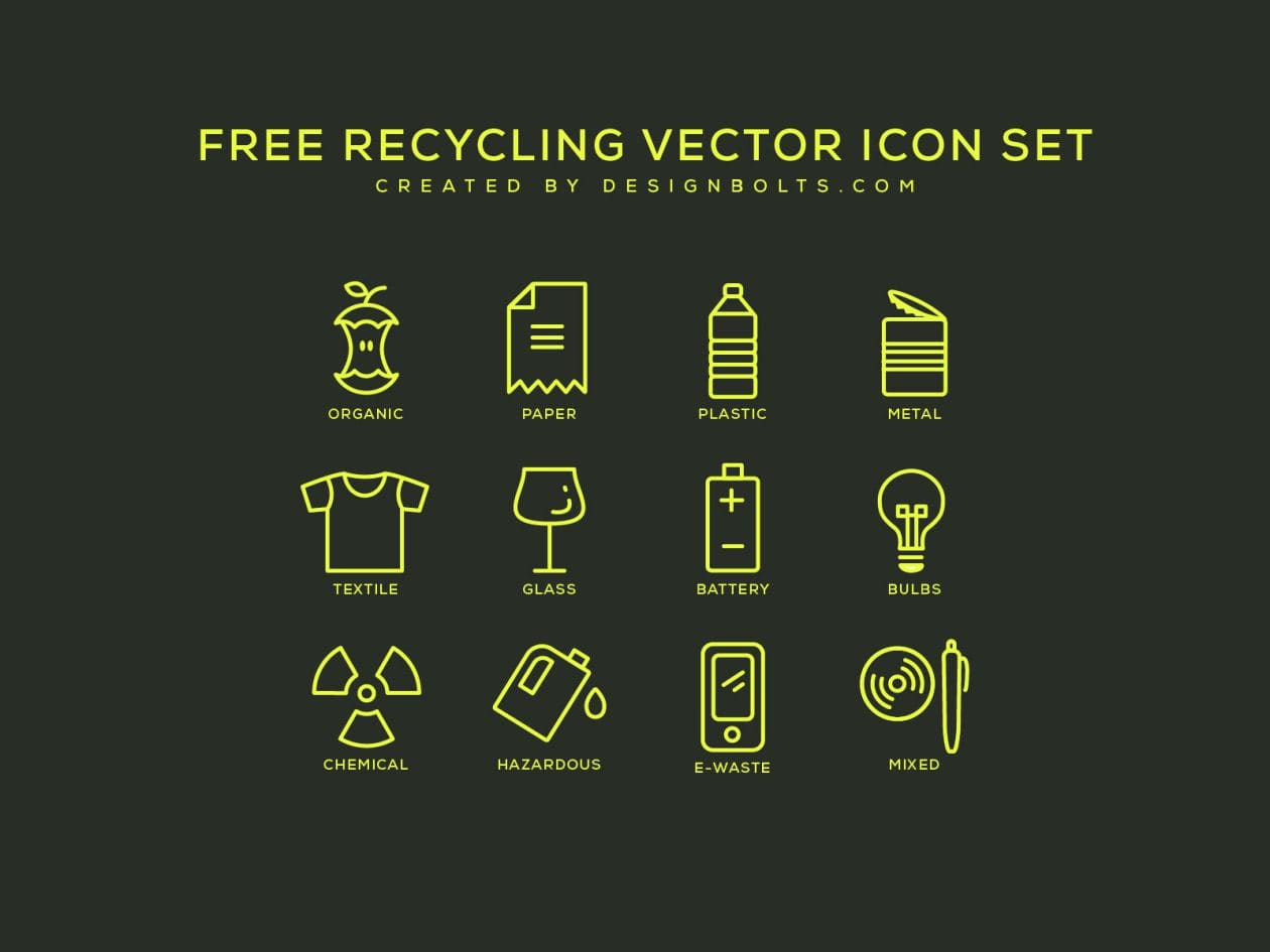 Free Recycling Icon Set Ai Vector File - Designbolts