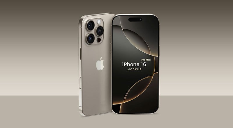 Free iPhone 16 Pro Max Mockup PSD