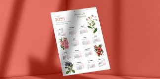 Free Floural 12-Month Calendar Printable Template 2026 Free-Calendar-2026-Ai-Design-Template-Printable